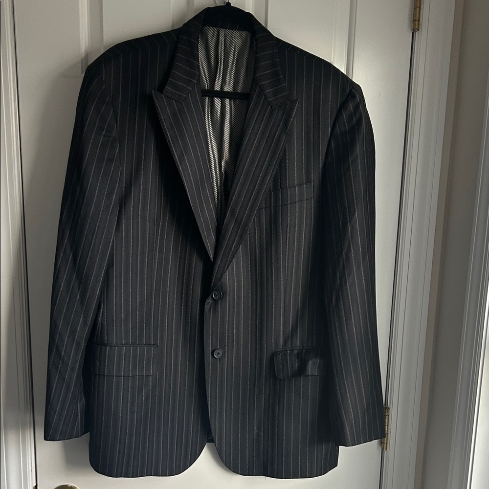 Zanella Black Pinstripe Men's Suit Jacket Blazer